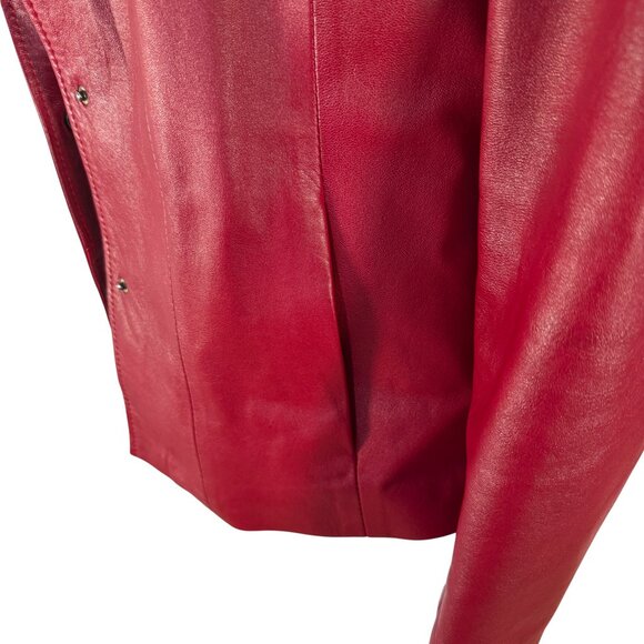 Vintage 100% Genuine Red Leather Moto Jacket - Picture 5 of 7